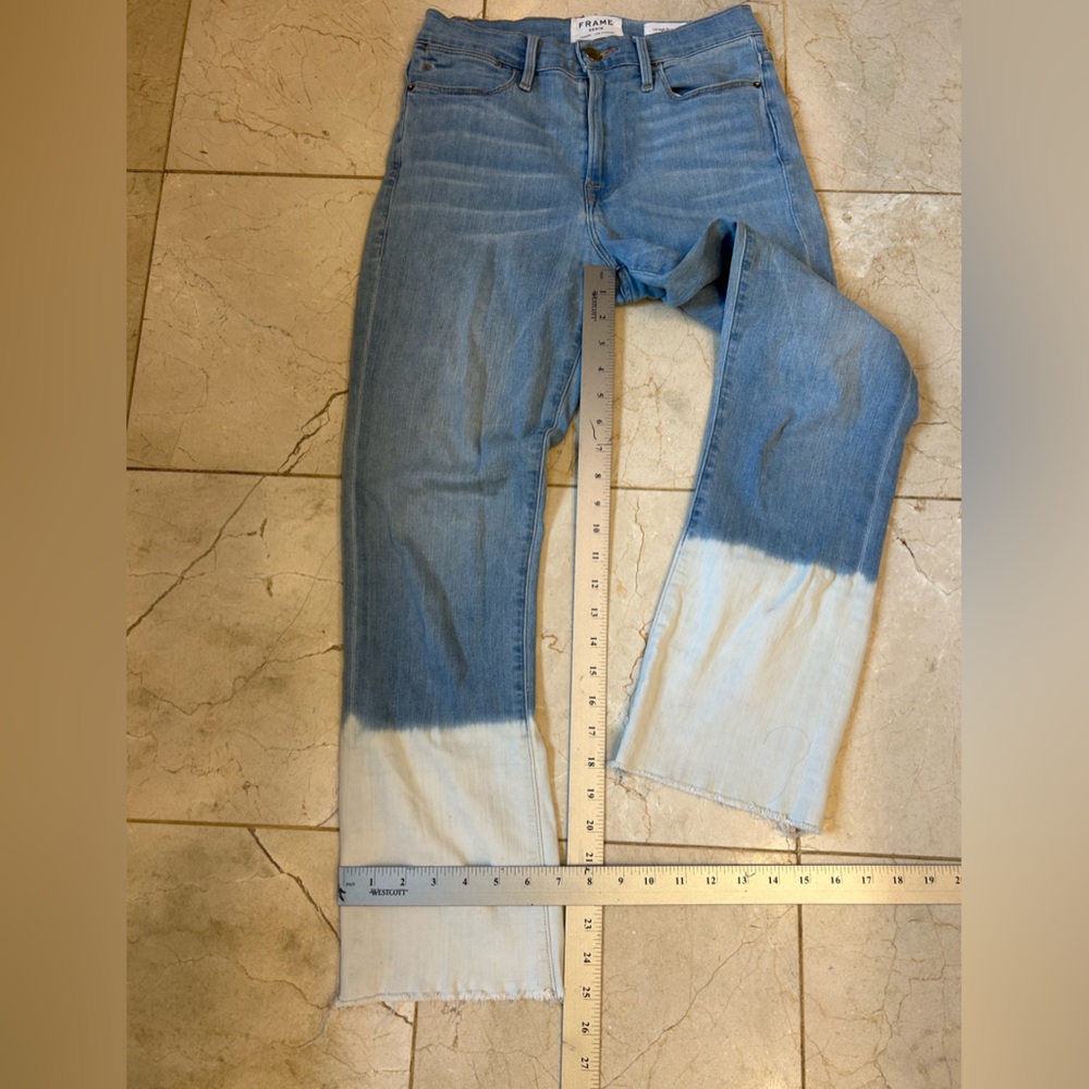 Frame Denim London LA, Blue Gradient Flare Jeans, Le High Straight, Sz 4 - Picture 9 of 15